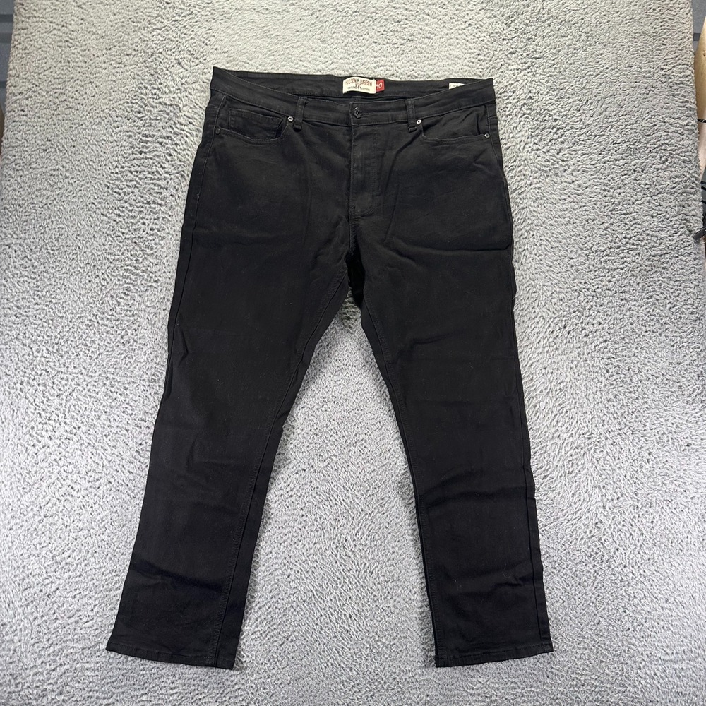 Hudson & Barrow Jeans Men's 40x30 Black Cotton Denim Straight Workwear Stretch